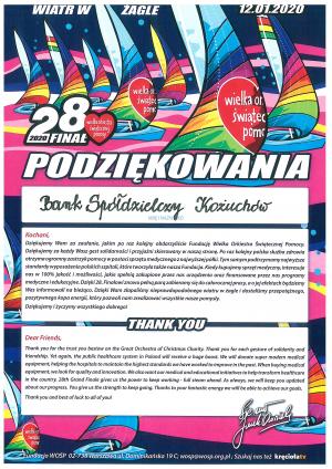 Podziękowanie dla Banku