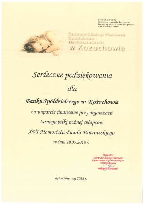 Podziękowanie dla Banku
