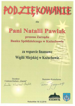 Podziękowanie dla Banku