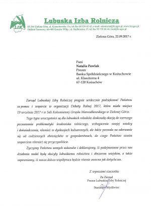 Podziękowanie dla Banku