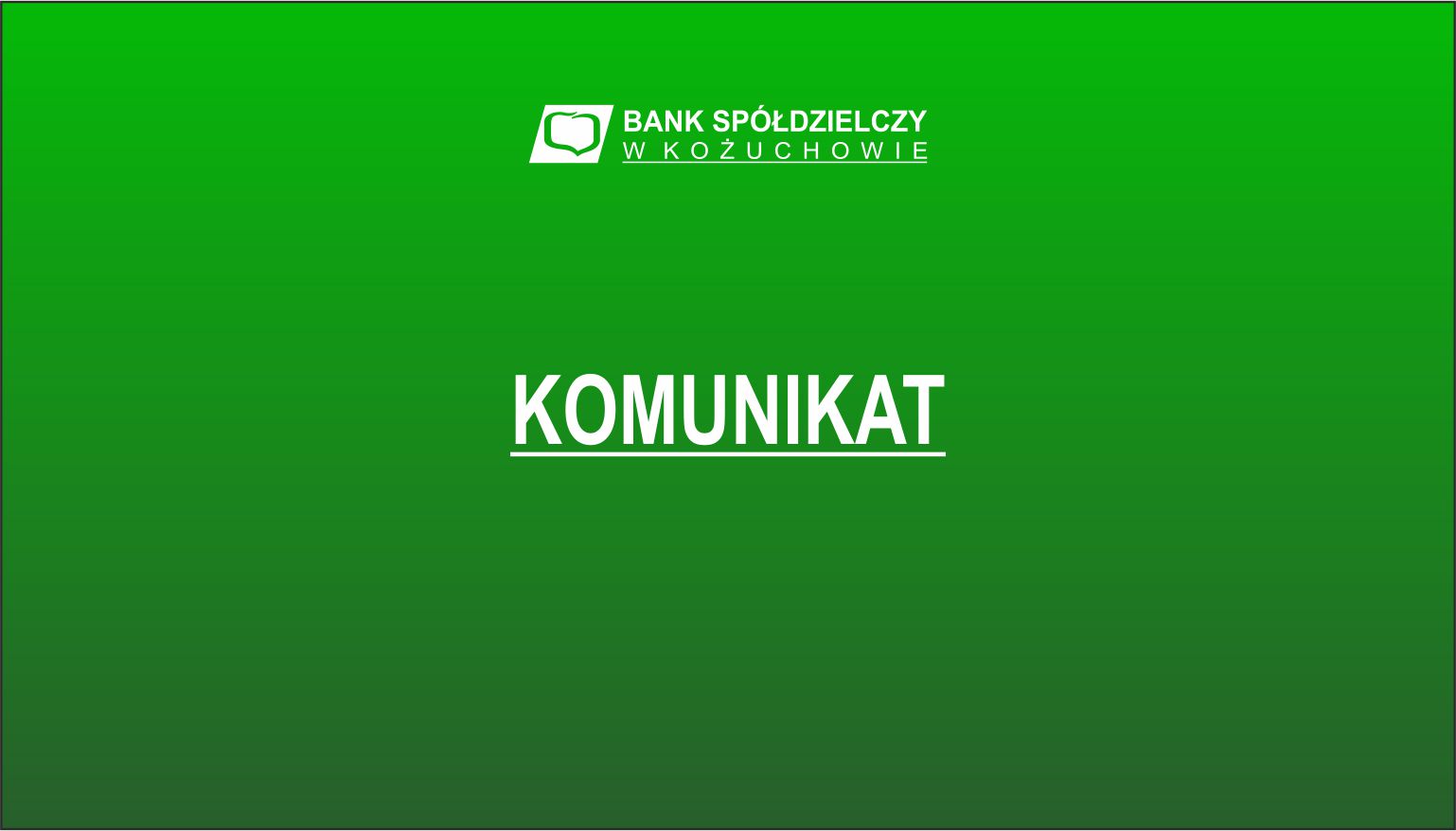 Godziny pracy Banku w dniu 22.05.2026 r.